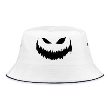 Halloween - Pumpkin Face - Bucket Hat - white/navy - Front