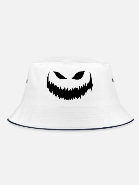 Halloween - Pumpkin Face - Bucket Hat - white/navy - Front