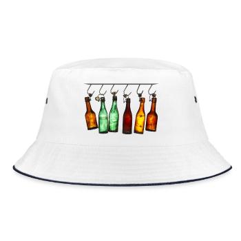 Hanging colorful bottles - Bucket Hat - white/navy - Front