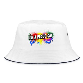 Ich bin ein stolzer Schwuler - Bucket Hat - Weiß/Navy - Vorne