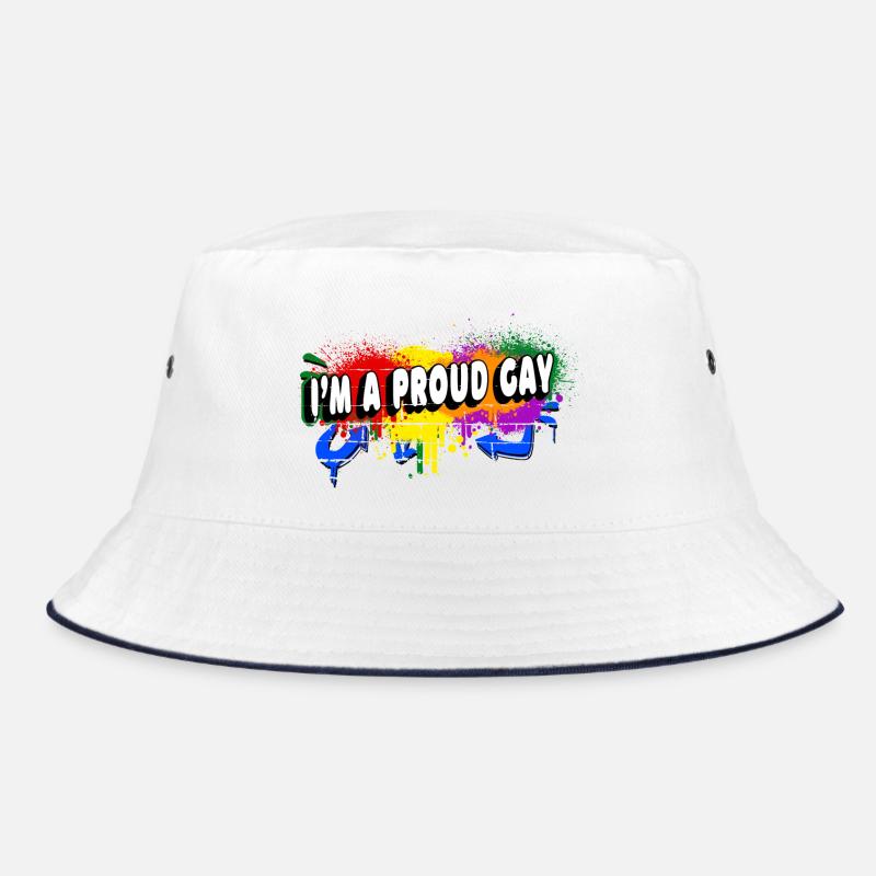 Ich bin ein stolzer Schwuler - Bucket Hat - Weiß/Navy