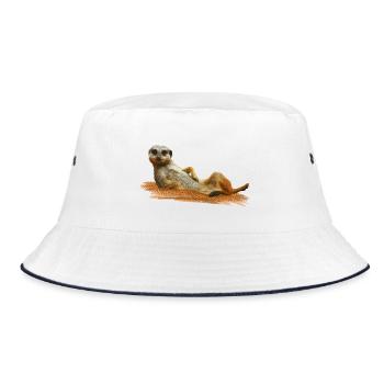 Erdmännchen - Bucket Hat - Weiß/Navy - Vorne