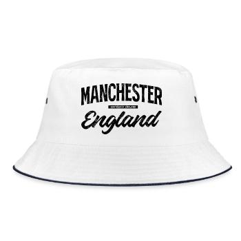 Lettrage vintage Manchester Angleterre - Bob - blanc/marine - Devant
