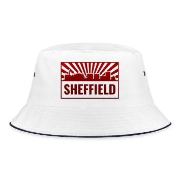 Sheffield Skyline Red Neon - Bucket Hat - white/navy - Front