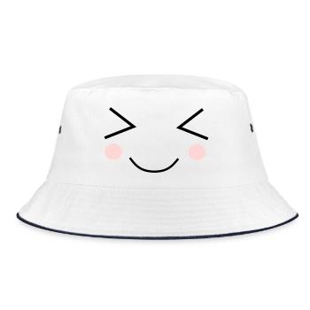 Kawaii Face Funny - Bucket Hat - white/navy - Front