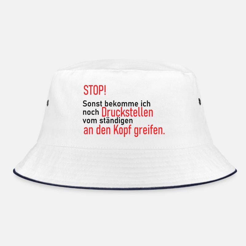 Facepalm Spruch Druckstellen am Kopf - Bucket Hat - Weiß/Navy