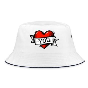Herz - band - You (I love You) - Bucket Hat - Weiß/Navy - Vorne