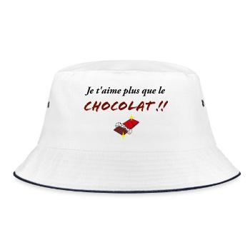 JE T AIME PLUS que le chocolat - Bob - blanc/marine - Devant