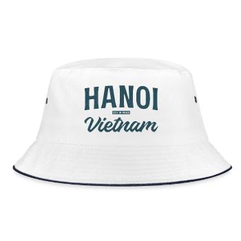 Hanoi Vietnam Vintage Font - Bucket Hat - white/navy - Front