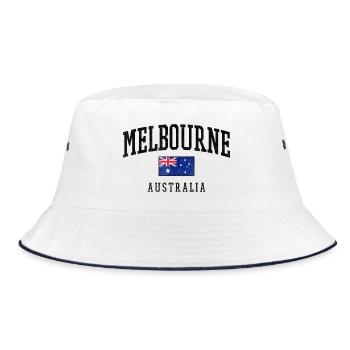  Melbourne Australien Flagge Design - Bucket Hat - Weiß/Navy - Vorne