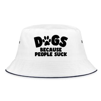 Dogs. Because people are stupid! # - Bucket Hat - white/navy - Front