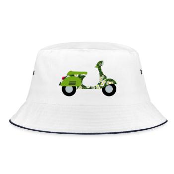 Roller Daisy Meadow Holiday Summer Italy Fan - Bucket Hat - white/navy - Front