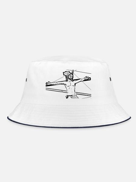 Jesus Christus Kreuz Geschenk Christen Weihnachten - Bucket Hat - Weiß/Navy