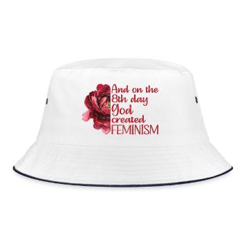 And on the 8th day God created Feminism - Bucket Hat - Weiß/Navy - Vorne