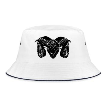 Ram head - Bucket Hat - white/navy - Front