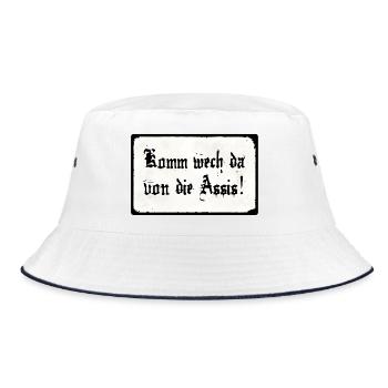 Komm wech da von die Assis - Bucket Hat - Weiß/Navy - Vorne