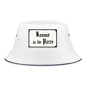 Komma in die Pötte - Bucket Hat - Weiß/Navy - Vorne
