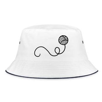 Cartoon Wool Ball - Bucket Hat - white/navy - Front