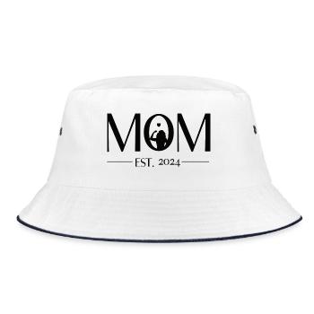 Mom to be - Mama est. 2024. Werdende Mutter - Bucket Hat - Weiß/Navy - Vorne