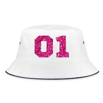 Nummer 1 Pink Glitter - 1. Jahrestag - Bucket Hat - Weiß/Navy - Vorne