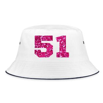 Nummer 51 Rosa Glitzer - 51. Jahrestag - Bucket Hat - Weiß/Navy - Vorne
