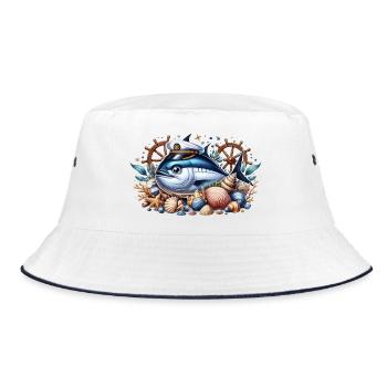 Kapitän Thunfisch - Bucket Hat - Weiß/Navy - Vorne