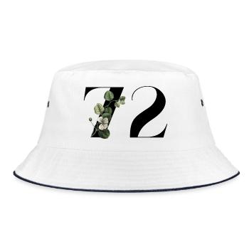 Nummer 72 Blumengrün - 72. Blumengeburtstag - Bucket Hat - Weiß/Navy - Vorne