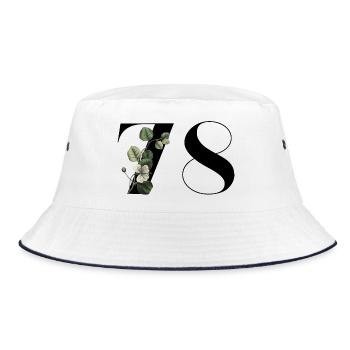 Nummer 78 Blumengrün - 78. Blumengeburtstag - Bucket Hat - Weiß/Navy - Vorne