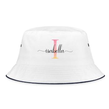 I | Monogram | Name | Isabella |Watercolor - Bucket Hat - white/navy - Front