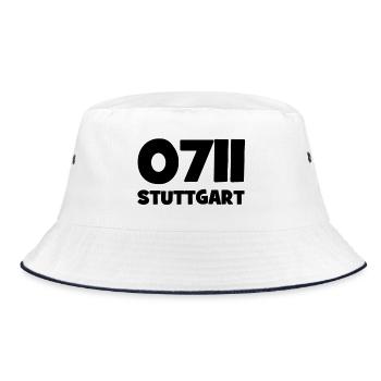 0711 Vorwahl Stuttgart Neckar Schwaben - Bucket Hat - Weiß/Navy - Vorne