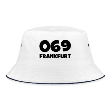 069 - Frankfurt Vorwahl - Telefon - telefonieren - Bucket Hat - Weiß/Navy - Vorne