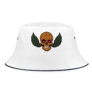 Skeletal skull with wings. - Bucket Hat - white/navy - Front