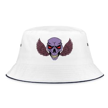 Skeletal Skull with Wings - Bucket Hat - white/navy - Front