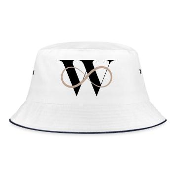 Unendlich w Buchstabe - Bucket Hat - Weiß/Navy - Vorne