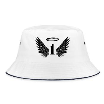 Nummer 1 Engel - Flügel zum 1. Geburtstag - Bucket Hat - Weiß/Navy - Vorne