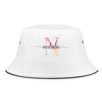 N | Monogramme | Nom | Natalie |Aquarelle - Bob - blanc/marine - Devant