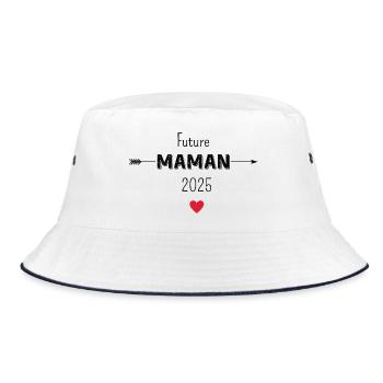 Werdende Mama 2025 - Bucket Hat - Weiß/Navy - Vorne