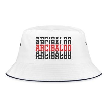 Arcibaldo t-shirt gift stacked text - Bucket Hat - white/navy - Front