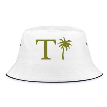 Letter T Green Palm - Bucket Hat - white/navy - Front