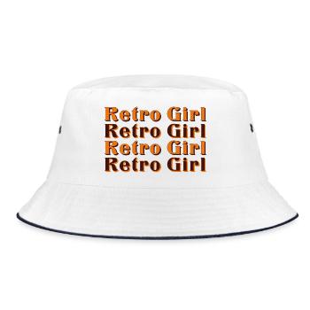 Retro Girl – 70s Vintage Style - Bucket Hat - Weiß/Navy - Vorne