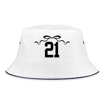 Nummer 21 Knoten - 21. Jahrestag - Bucket Hat - Weiß/Navy - Vorne