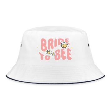 Bride to Bee – Süßes JGA-Design mit Bienen - Bucket Hat - Weiß/Navy - Vorne