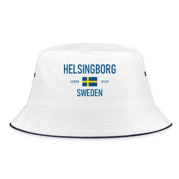 Helsingborg - Sweden Sverige Flag Coordinates - Bucket Hat - white/navy - Front