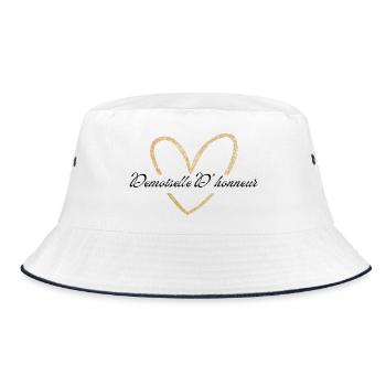 Brautjungfer Gold Herz Glitzer - Bucket Hat - Weiß/Navy - Vorne