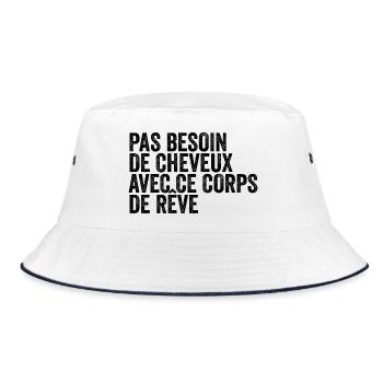 No need for hair with this dream body - Bucket Hat - white/navy - Front