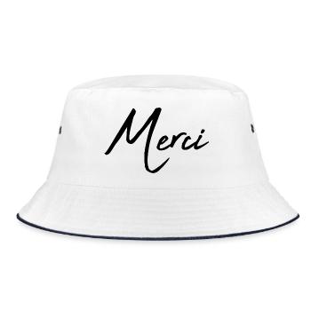 VIELEN DANK. GELIEBTE. HERZ. MEISTER. DANKE HERRIN. - Bucket Hat - Weiß/Navy - Vorne