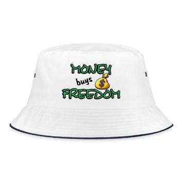 money buys freedom - Bucket Hat - Weiß/Navy - Vorne