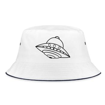UFO Alien Ship Space Doodle - Bucket Hat - white/navy - Front