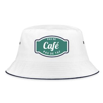 Pas de café pas de taf – T-shirt drôle bureau vint - Bob - blanc/marine - Devant