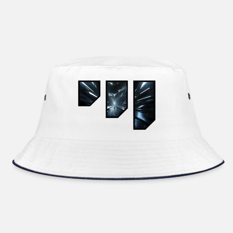 Futuristic Sci-Fi Corridor Design - Bucket Hat - white/navy